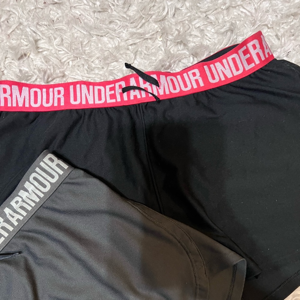 Pair of Under Armor Shorts Grey and Black Size Medium